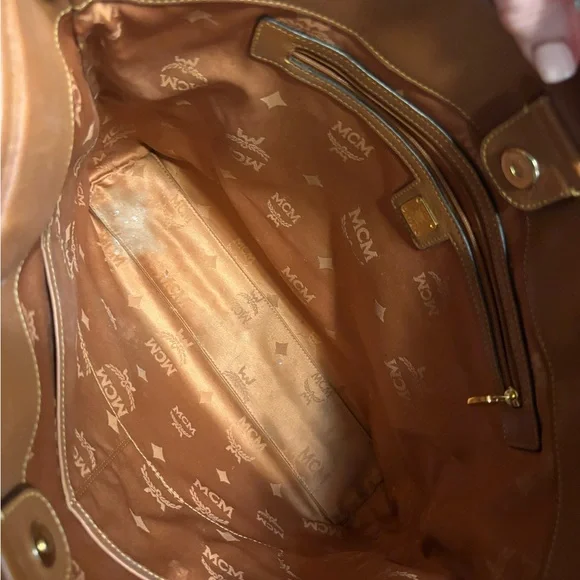 MCM Tan and Red Leopard Tote - Picture 7 of 12